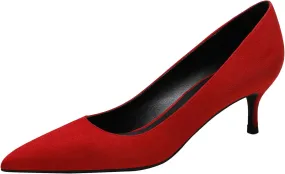 ANUFER Women's Velvet 5CM/8CM High Heels Elegant Pointed Toe Pumps Office Work Shoes