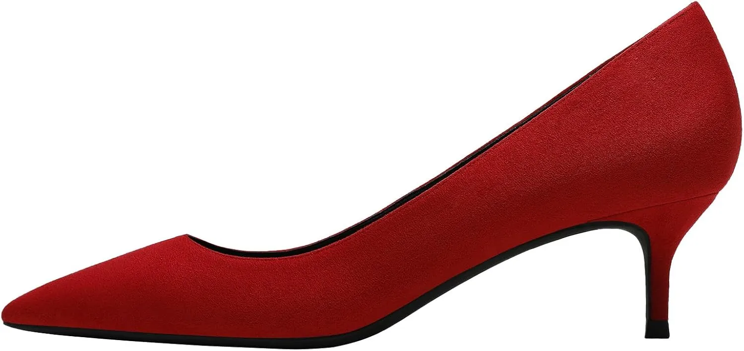 ANUFER Women's Velvet 5CM/8CM High Heels Elegant Pointed Toe Pumps Office Work Shoes