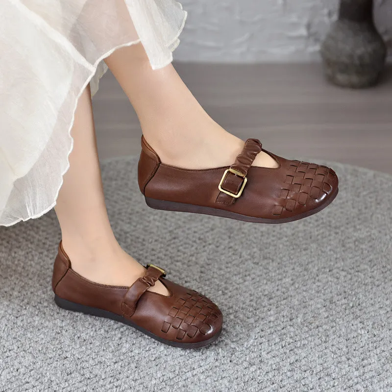 Babakud Women Spring Retro Handwoven Soft-Sole Loafers