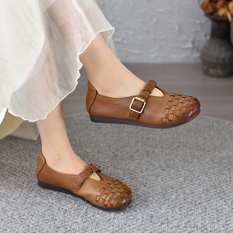 Babakud Women Spring Retro Handwoven Soft-Sole Loafers