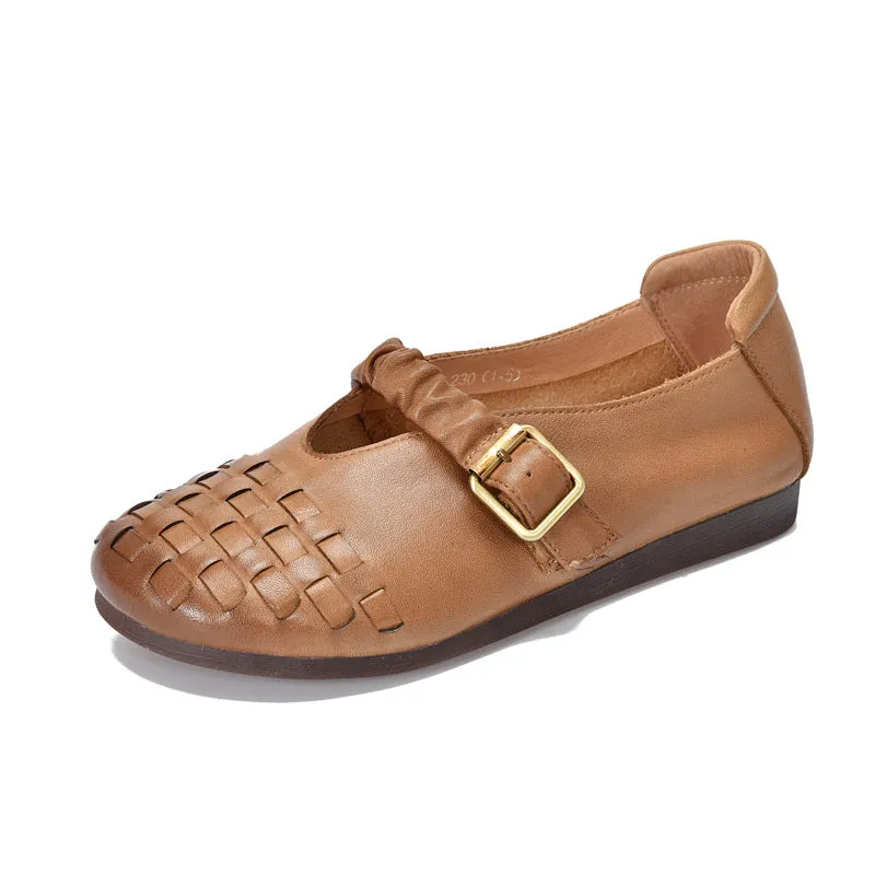 Babakud Women Spring Retro Handwoven Soft-Sole Loafers