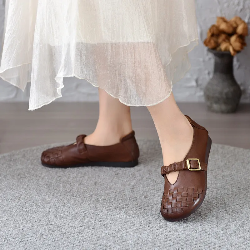 Babakud Women Spring Retro Handwoven Soft-Sole Loafers