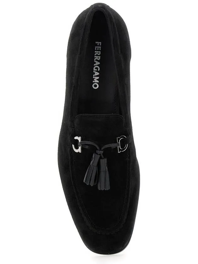'Besile 2' Black Loafers With Gancini And Cord Detail In Suede Man