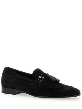 'Besile 2' Black Loafers With Gancini And Cord Detail In Suede Man
