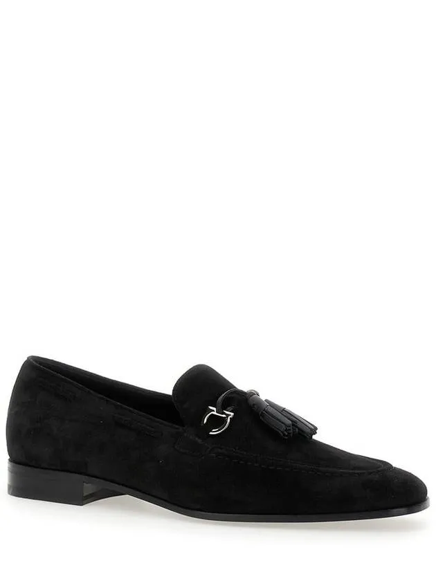 'Besile 2' Black Loafers With Gancini And Cord Detail In Suede Man