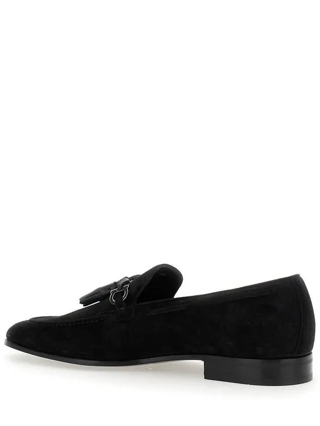 'Besile 2' Black Loafers With Gancini And Cord Detail In Suede Man