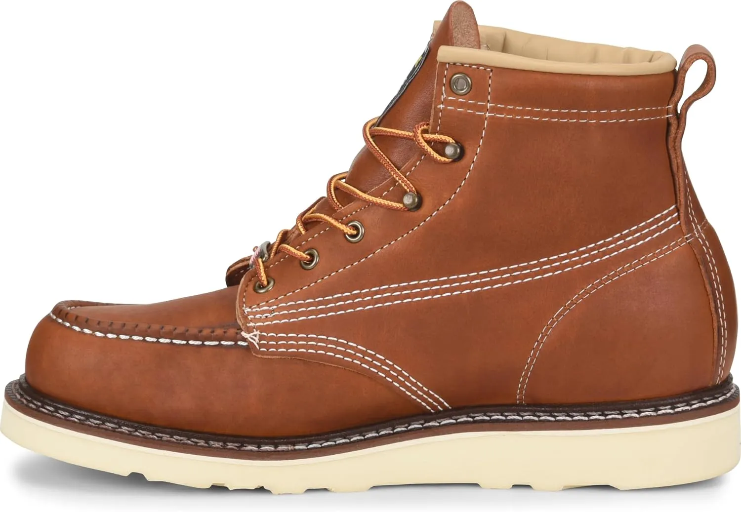 Carolina Men's 6" AMP Safety Moc Toe Wedge Work Boot  Durable with Slip-Resistant Sole & Padded Insole