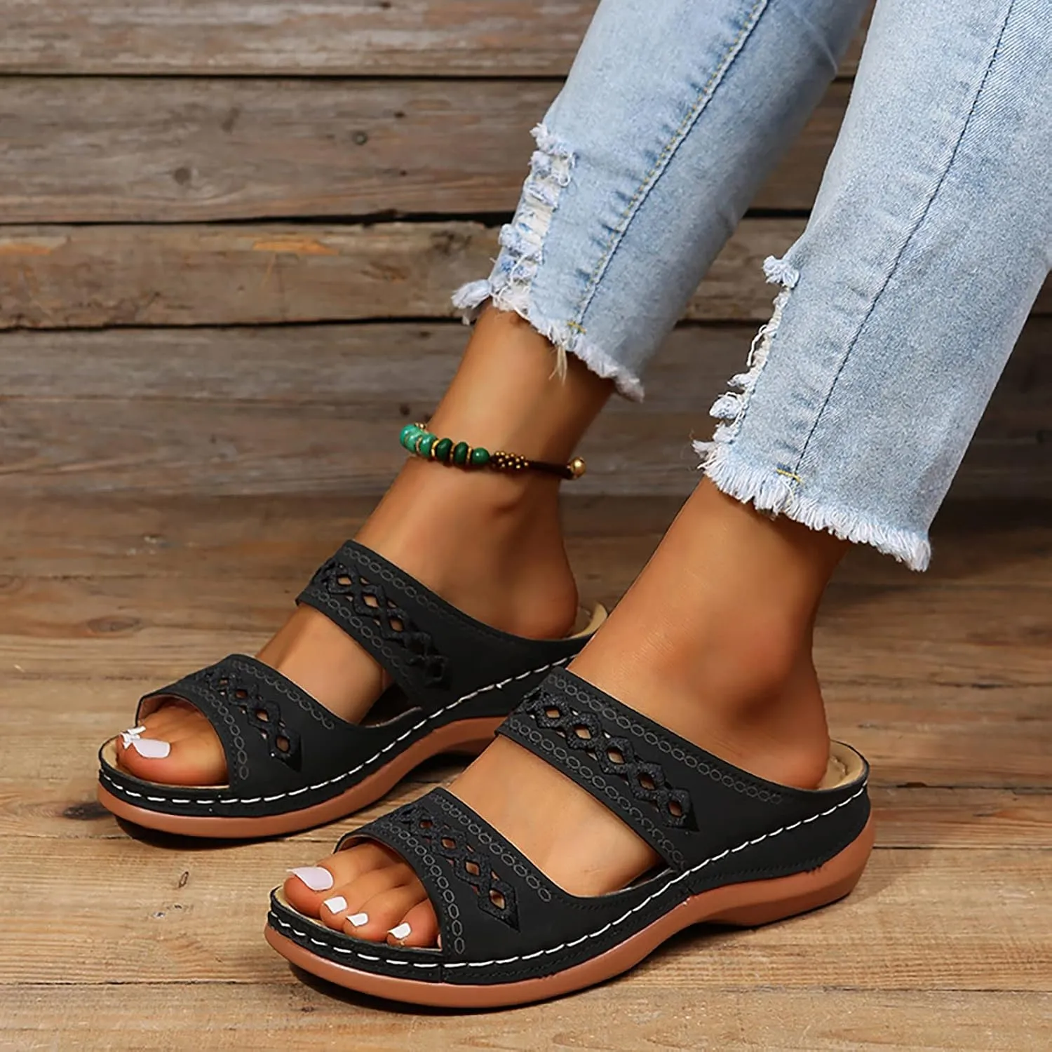 Cathalem Sandals Women Comfortable, Orthopedic Sandals for Women Comfortable Walking Sandals with Arch Support