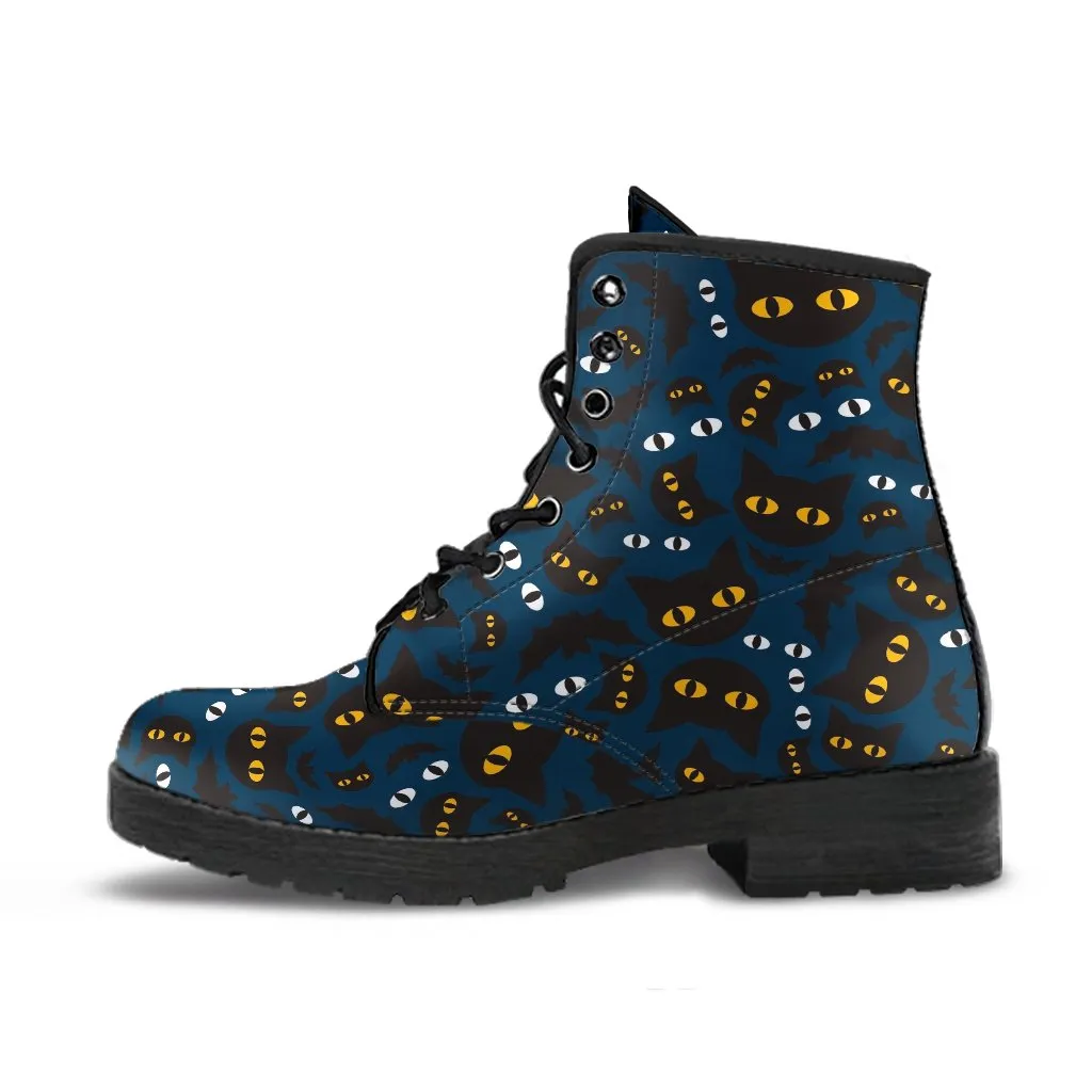 Combat Boots - Cat Eyes | Women's Boots, Vegan Leather Lace Up Boots, Handmade Lace Up Boots, Women's Boots, Goth Boots, Gothic Boots, Boho Shoes