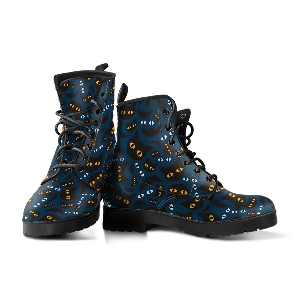 Combat Boots - Cat Eyes | Women's Boots, Vegan Leather Lace Up Boots, Handmade Lace Up Boots, Women's Boots, Goth Boots, Gothic Boots, Boho Shoes