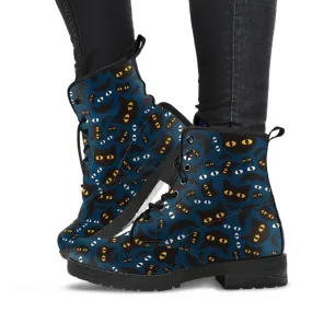 Combat Boots - Cat Eyes | Women's Boots, Vegan Leather Lace Up Boots, Handmade Lace Up Boots, Women's Boots, Goth Boots, Gothic Boots, Boho Shoes