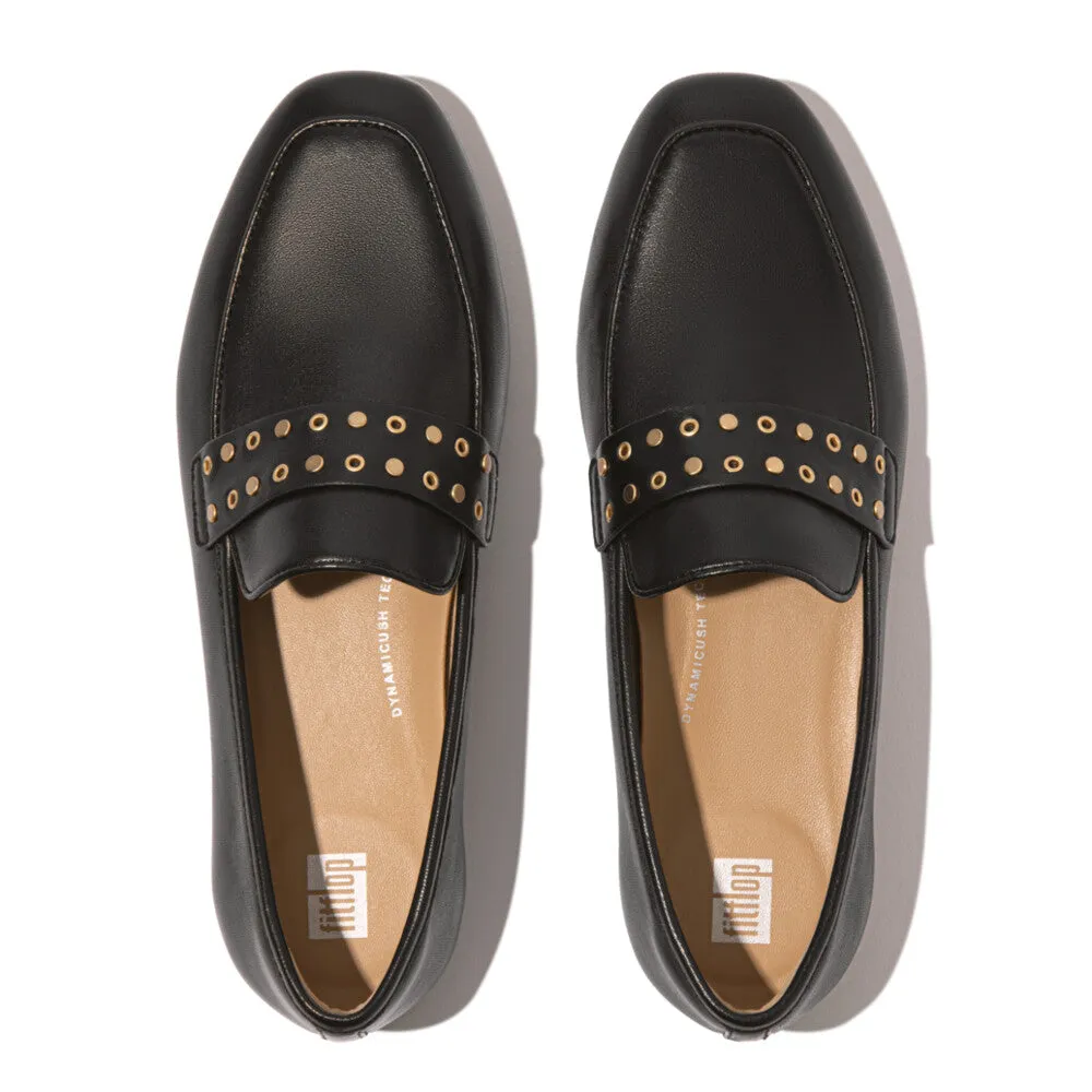 DELICATO Stud-And-Eyelet Soft Leather Loafers