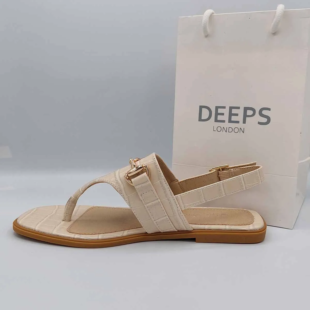 DIMITRI FAUX CROC SLINGBACK FLAT SANDALS