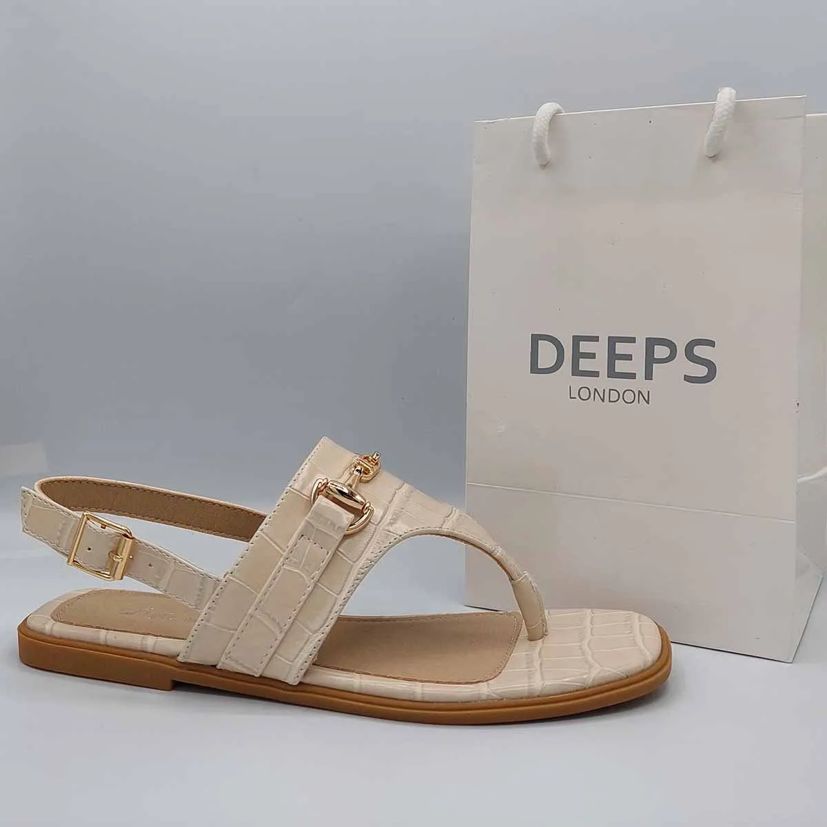 DIMITRI FAUX CROC SLINGBACK FLAT SANDALS