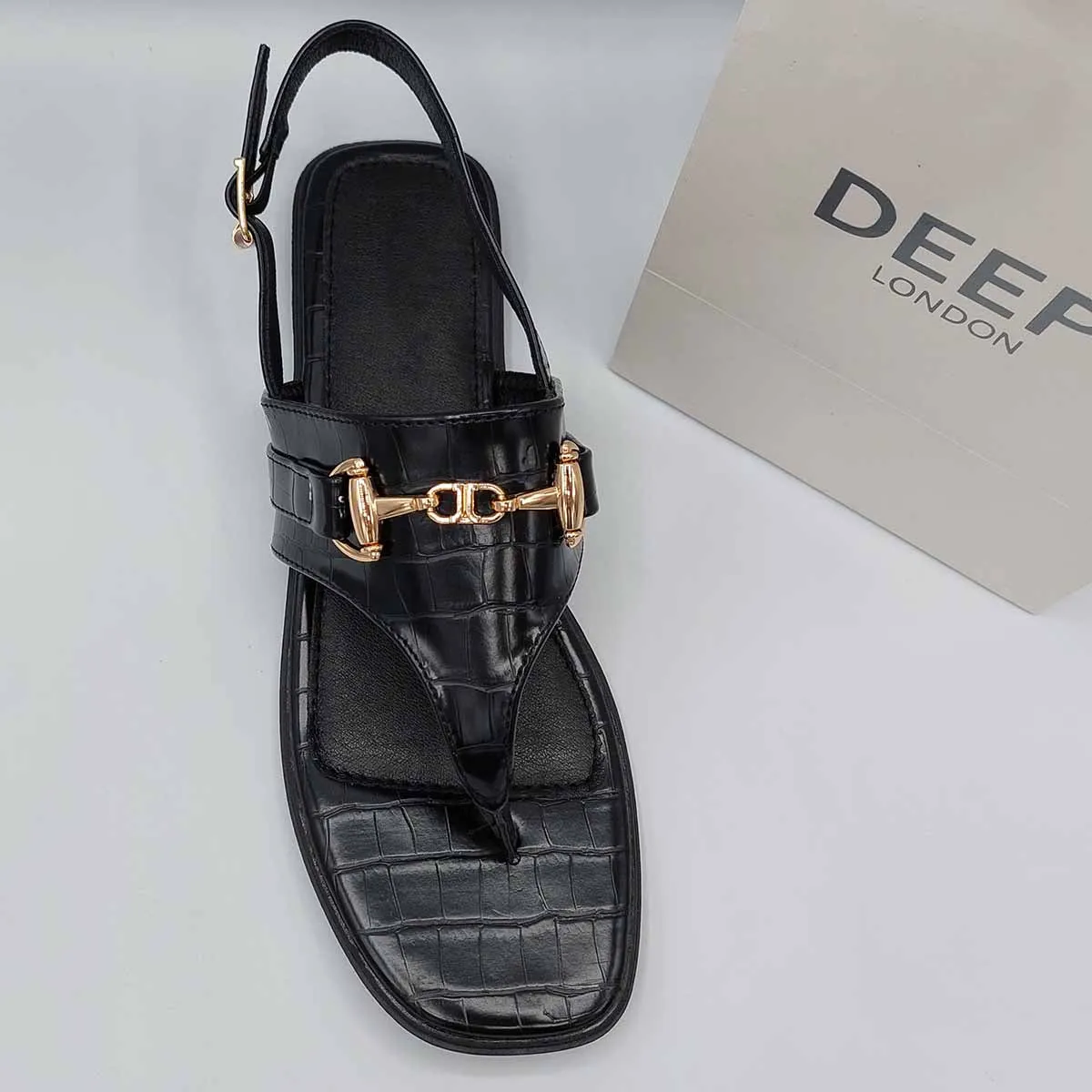 DIMITRI FAUX CROC SLINGBACK FLAT SANDALS