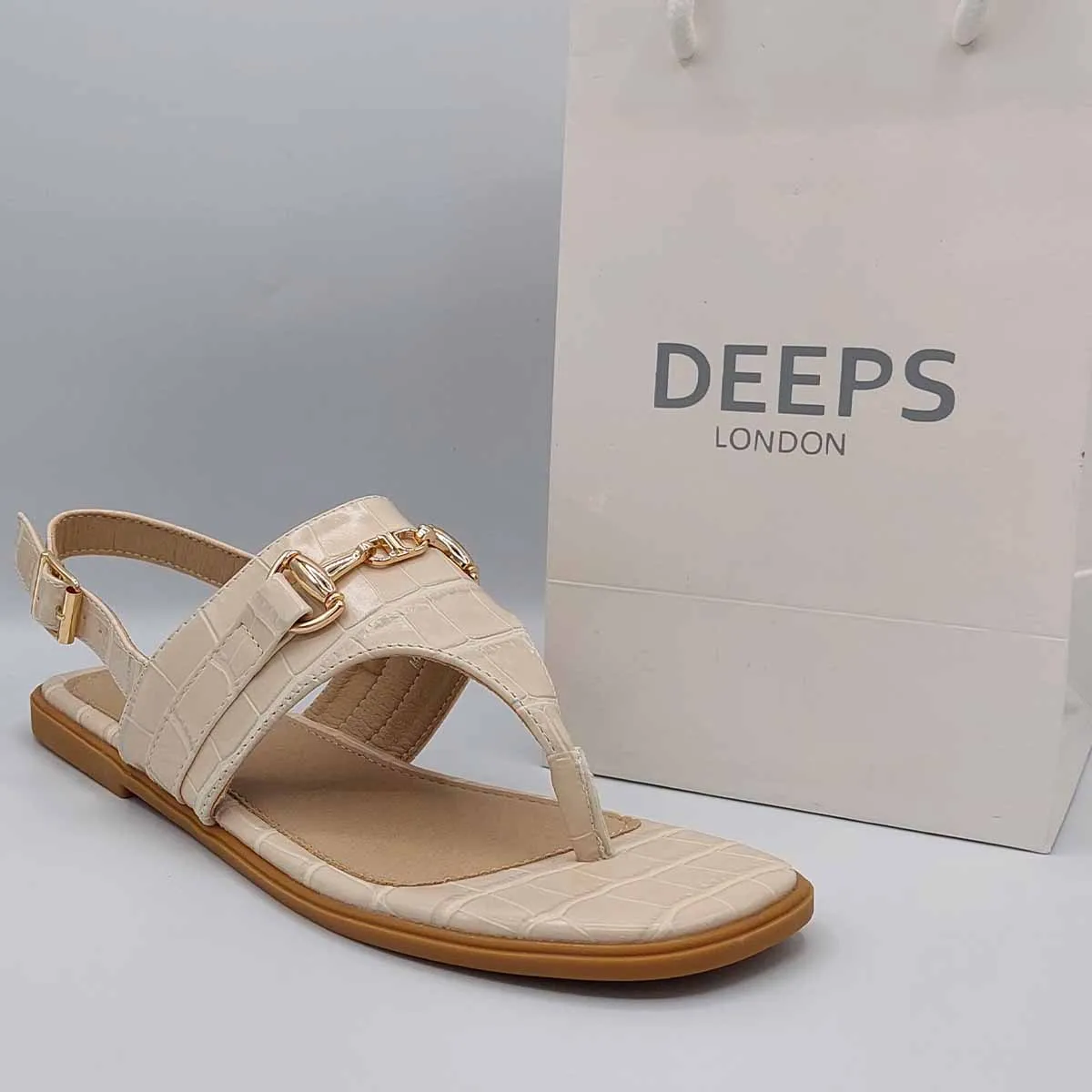 DIMITRI FAUX CROC SLINGBACK FLAT SANDALS