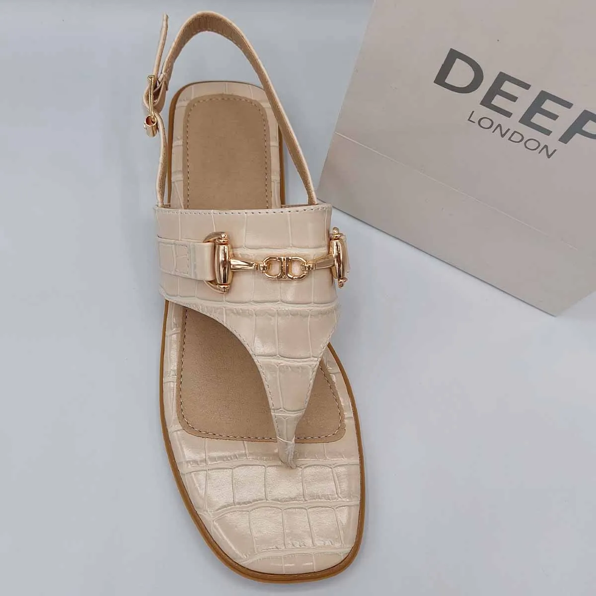 DIMITRI FAUX CROC SLINGBACK FLAT SANDALS