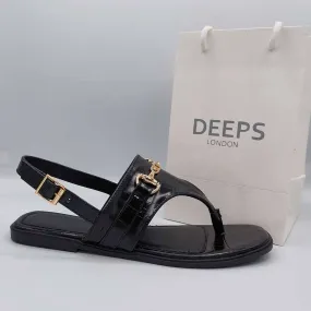 DIMITRI FAUX CROC SLINGBACK FLAT SANDALS