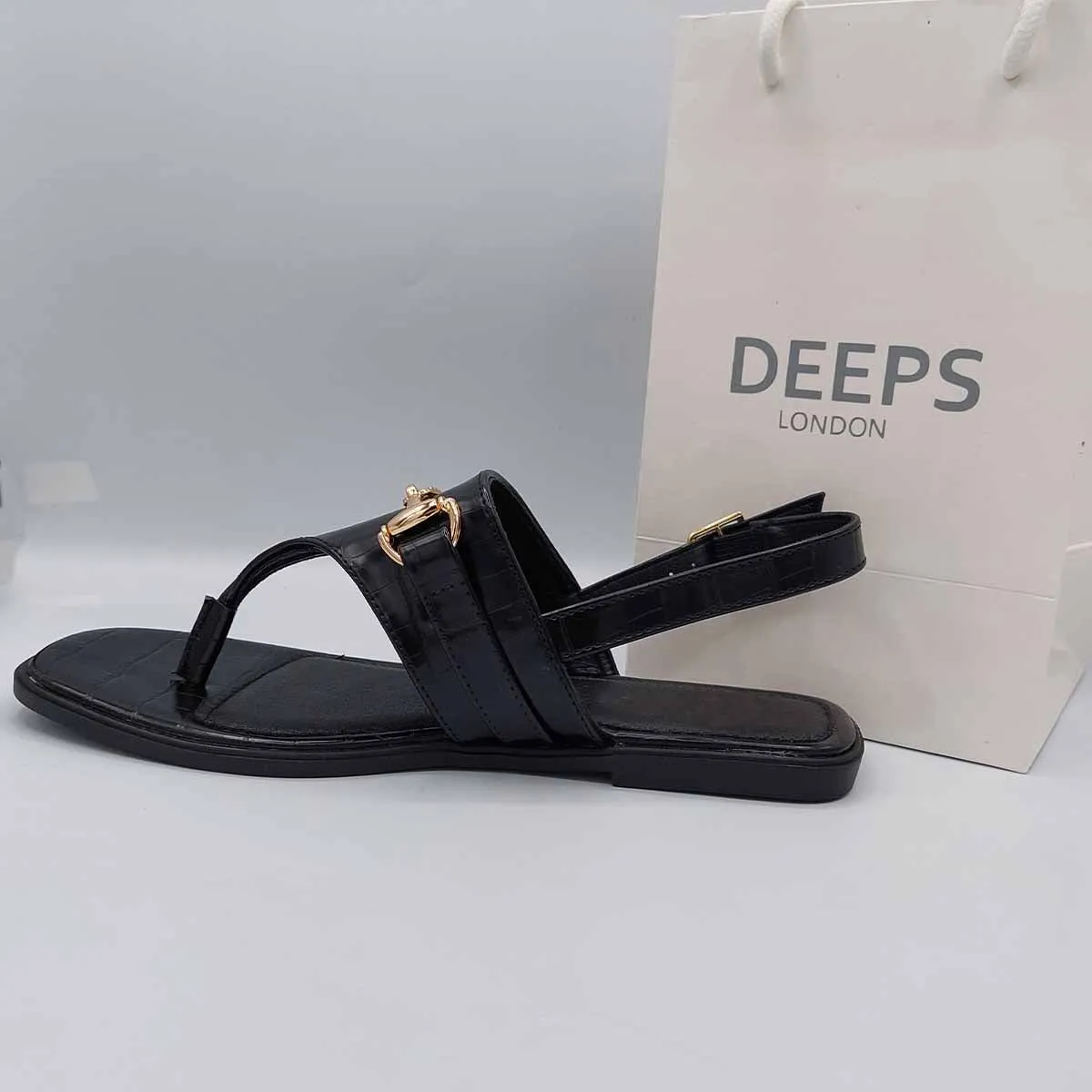 DIMITRI FAUX CROC SLINGBACK FLAT SANDALS