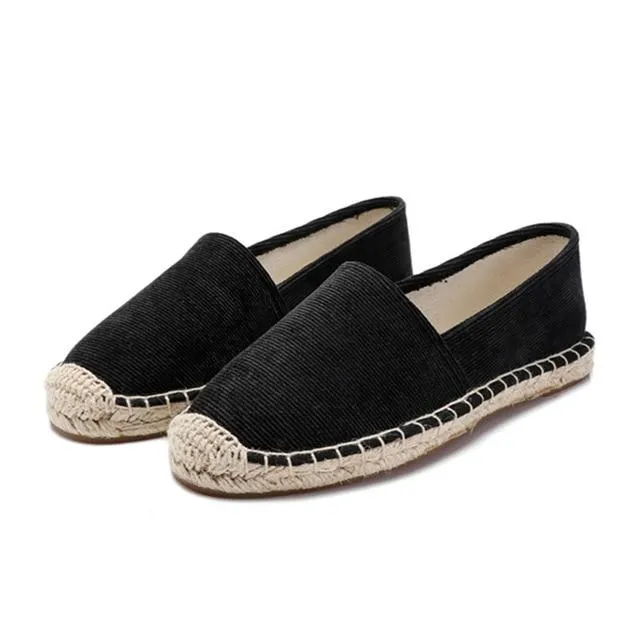 Espadrilles Women Flat Casual Shoes Rubber Summer Shoes ladies Black loafers Woman Slip On Flats Shoes Outdoor Breathable Shoes