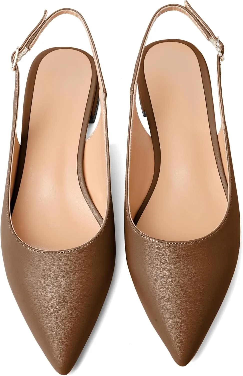 Esvowido Women's Flats Shoes Slingback with Buckle Pointed Toe Ankle Straps Low Heels Elegant Comfort Sexy Fashion Sandals