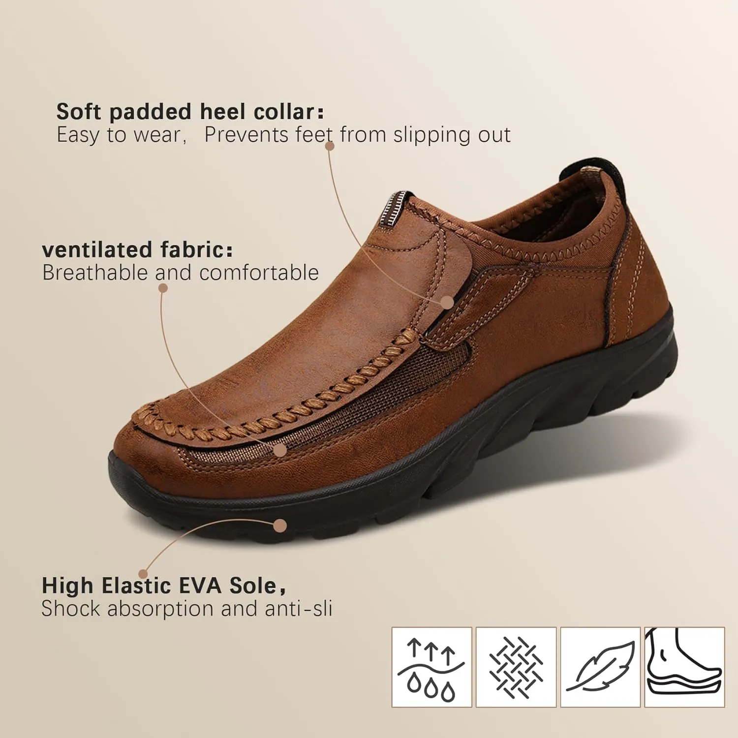 JSWEI Men Casual Comfortable Slip On Loafers,Moccasin Shoes Soft and Lightweight Breathable Daily Sneaker for Men Fashions Walking Mocasines para Hombre 6.5-13