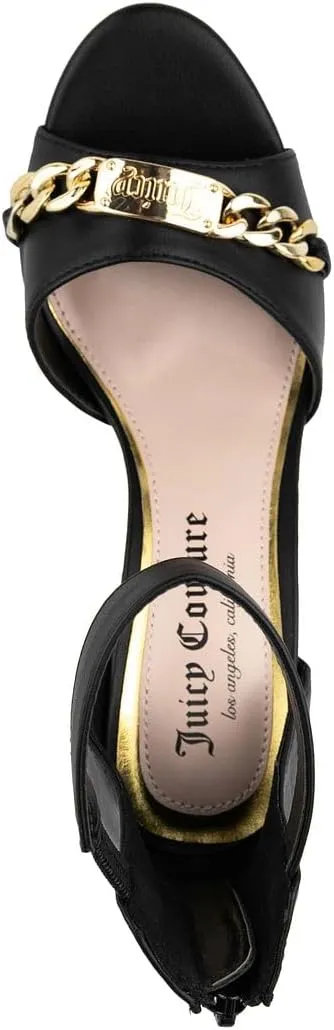 Juicy Couture Women's High Heel Open Toe Pumps with Chic Ankle Strap - Elegant Dress Shoes