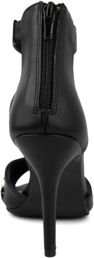 Juicy Couture Women's High Heel Open Toe Pumps with Chic Ankle Strap - Elegant Dress Shoes