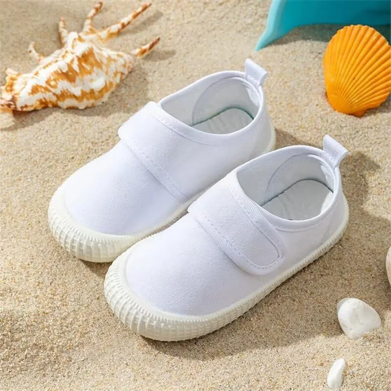 Kids Boy Girl White Fashion Canvas Shoes for School Walking Running Travel