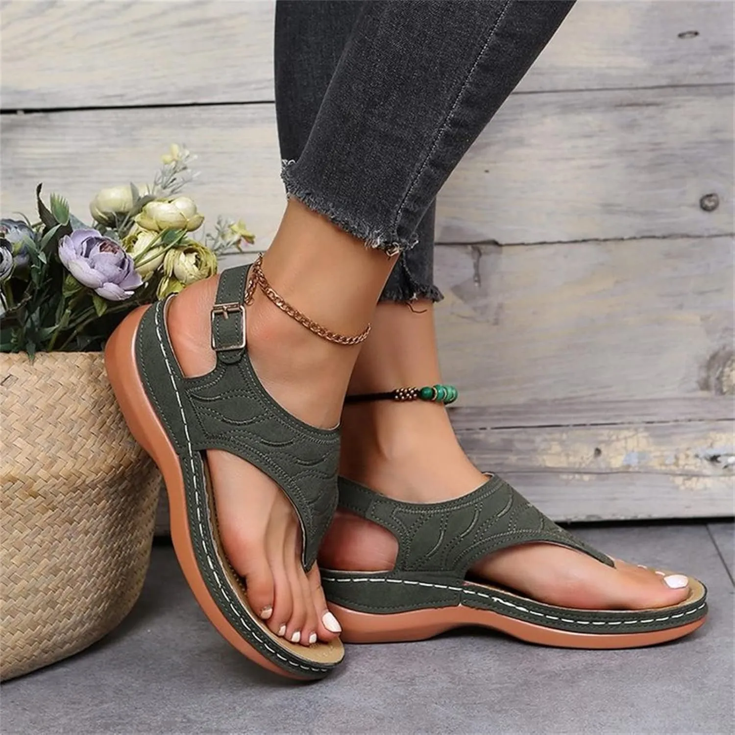 Ladmiple Women's Sandals Comfortable With Arch Support Comfortable Orthotic Thong Flip Flops Dressy Summer Orthopedic Slides