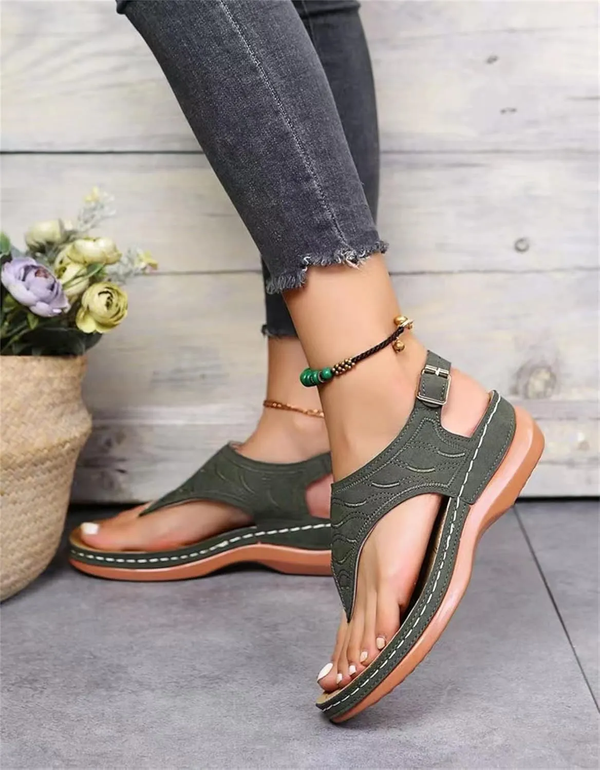 Ladmiple Women's Sandals Comfortable With Arch Support Comfortable Orthotic Thong Flip Flops Dressy Summer Orthopedic Slides
