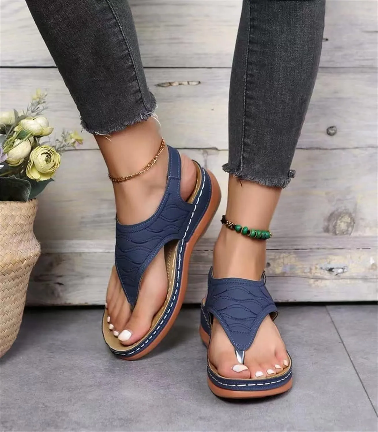 Ladmiple Women's Sandals Comfortable With Arch Support Comfortable Orthotic Thong Flip Flops Dressy Summer Orthopedic Slides