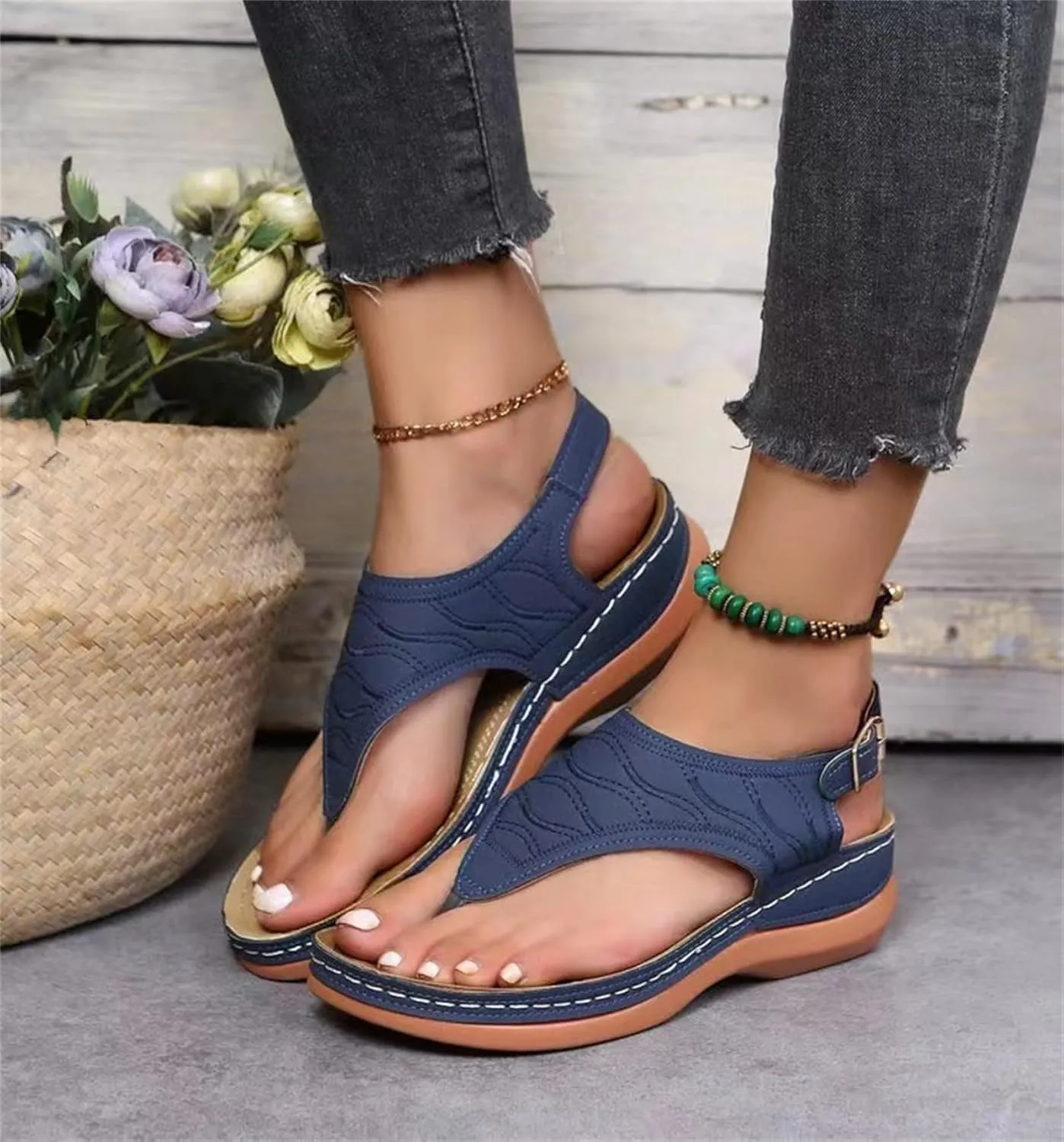 Ladmiple Women's Sandals Comfortable With Arch Support Comfortable Orthotic Thong Flip Flops Dressy Summer Orthopedic Slides