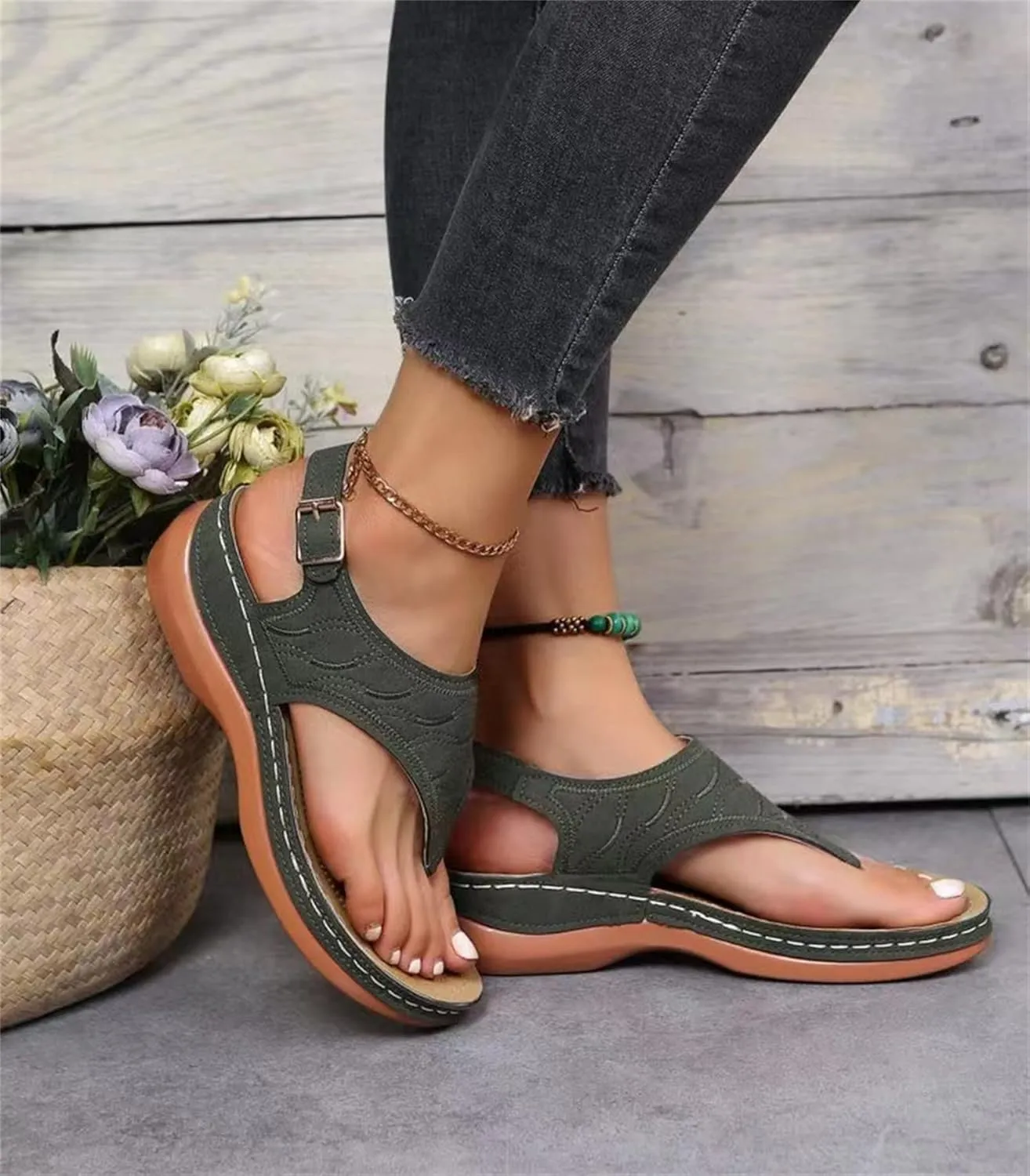 Ladmiple Women's Sandals Comfortable With Arch Support Comfortable Orthotic Thong Flip Flops Dressy Summer Orthopedic Slides
