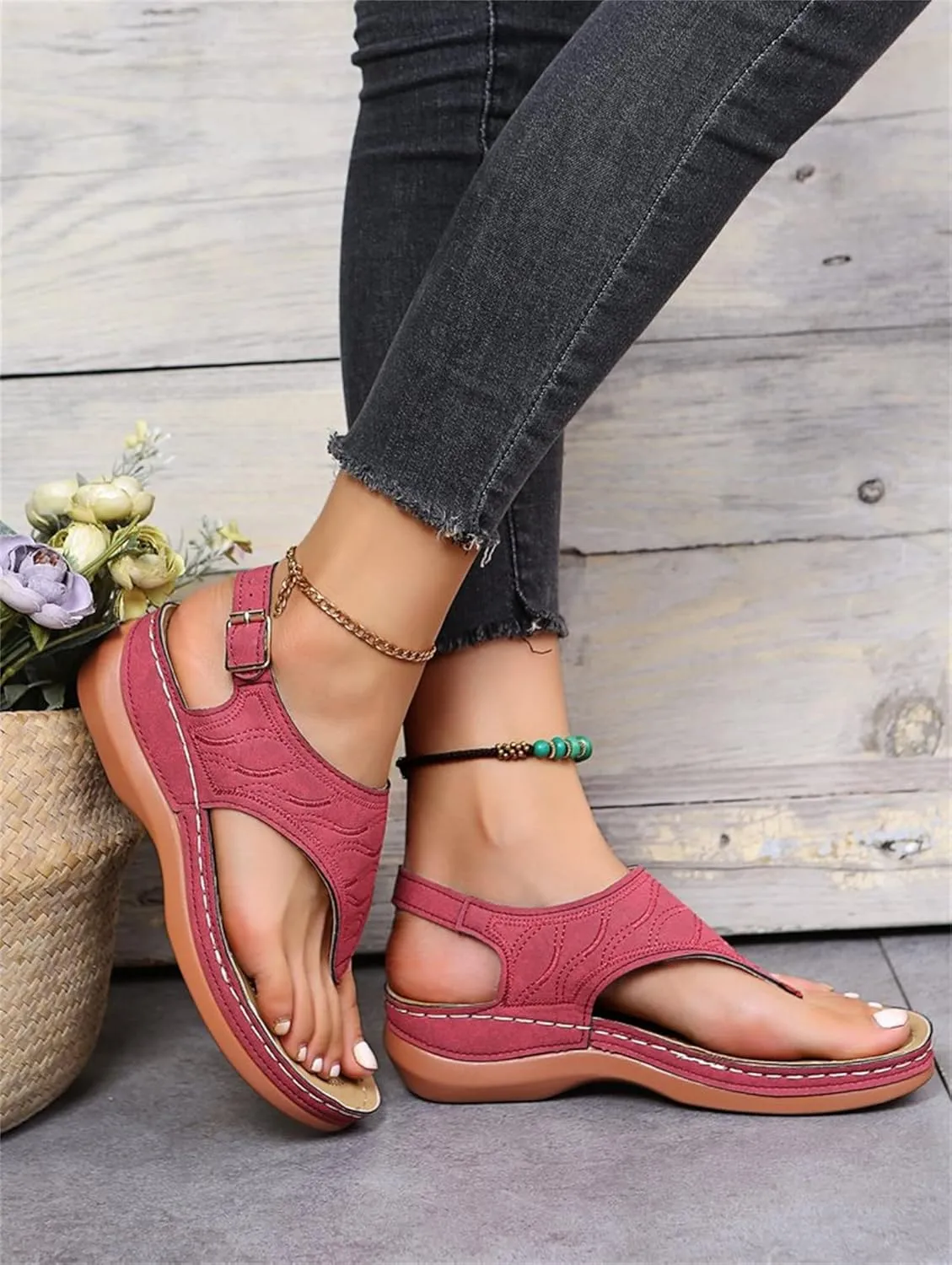Ladmiple Women's Sandals Comfortable With Arch Support Comfortable Orthotic Thong Flip Flops Dressy Summer Orthopedic Slides