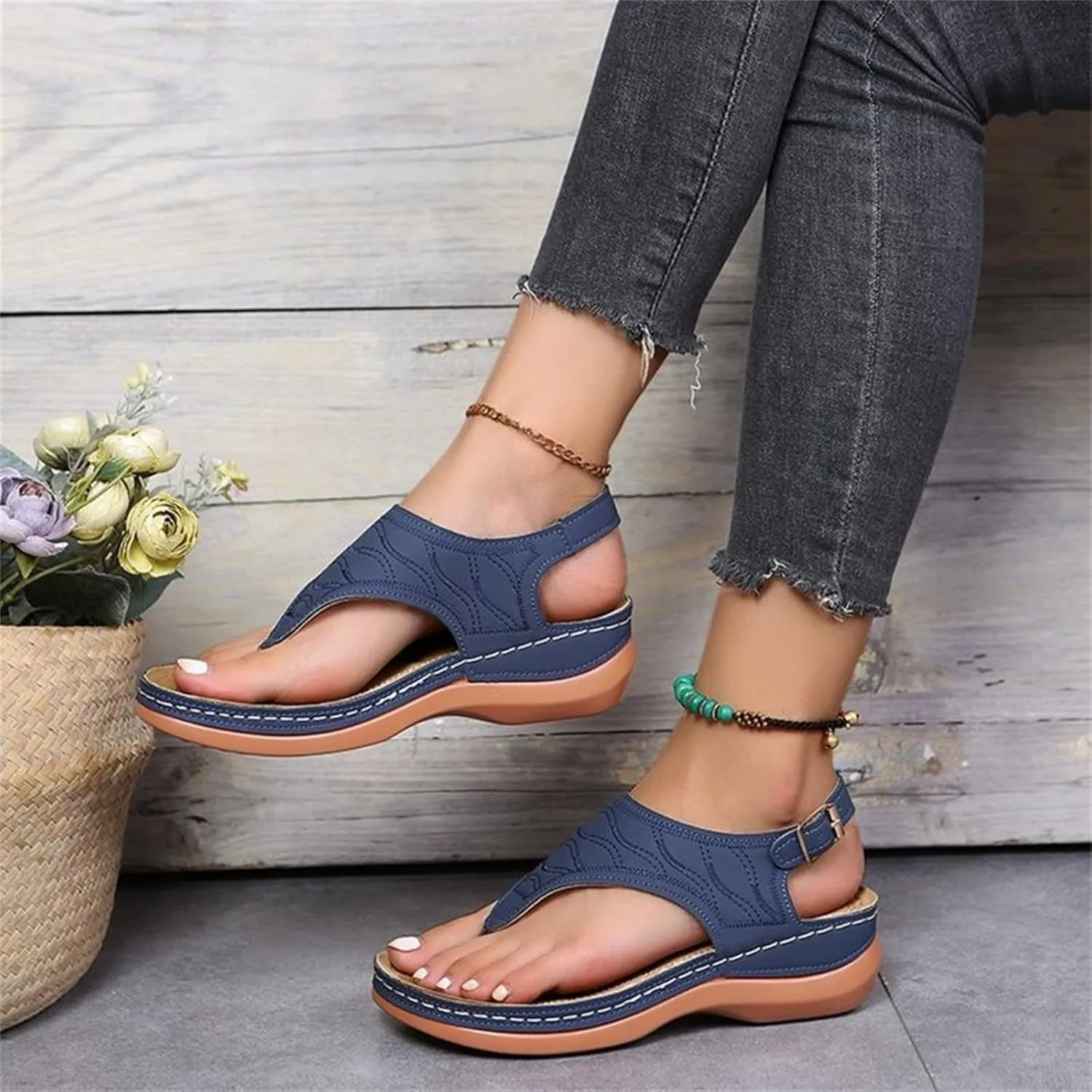 Ladmiple Women's Sandals Comfortable With Arch Support Comfortable Orthotic Thong Flip Flops Dressy Summer Orthopedic Slides