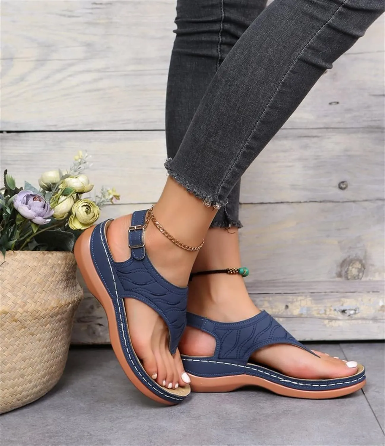 Ladmiple Women's Sandals Comfortable With Arch Support Comfortable Orthotic Thong Flip Flops Dressy Summer Orthopedic Slides