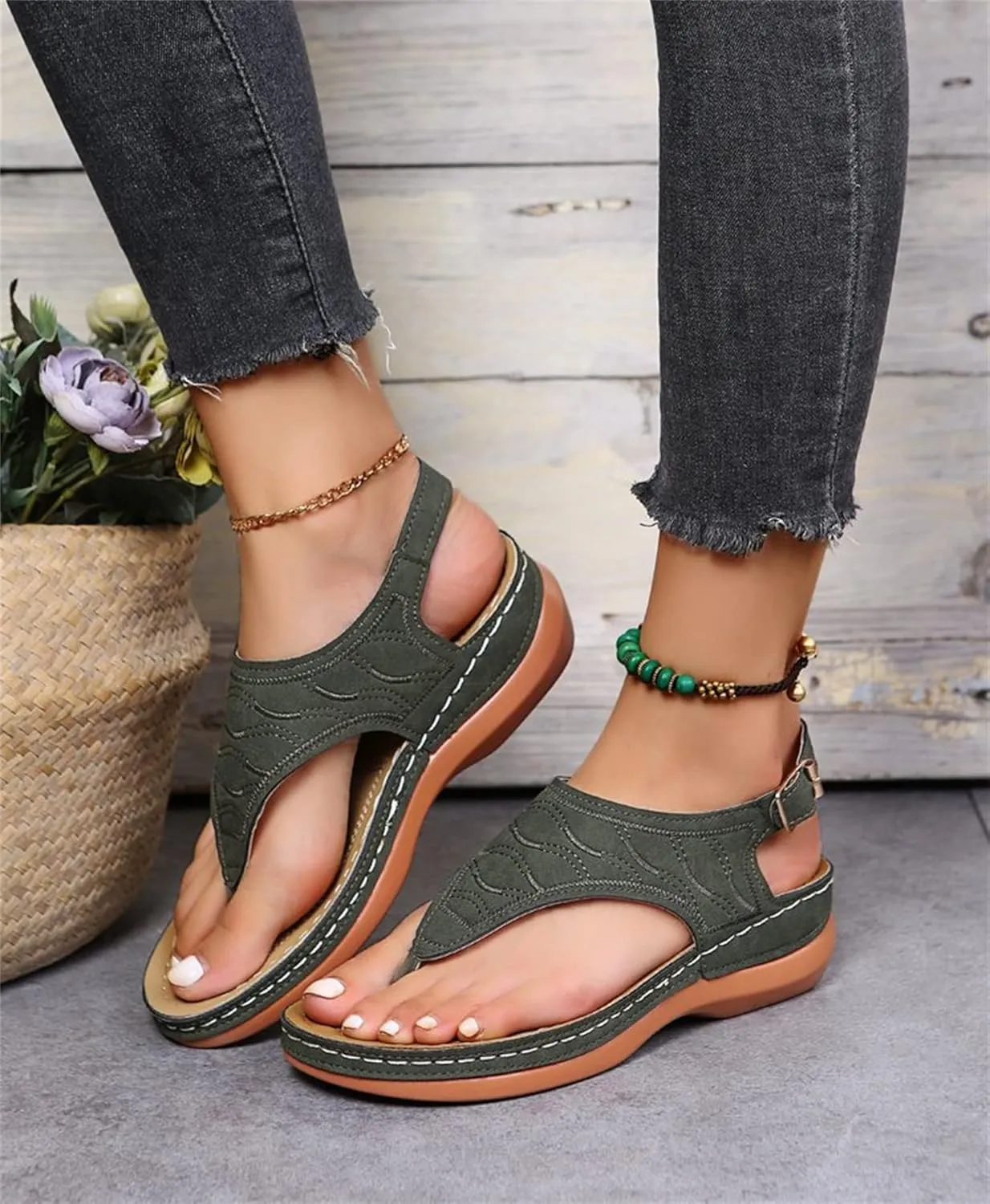 Ladmiple Women's Sandals Comfortable With Arch Support Comfortable Orthotic Thong Flip Flops Dressy Summer Orthopedic Slides
