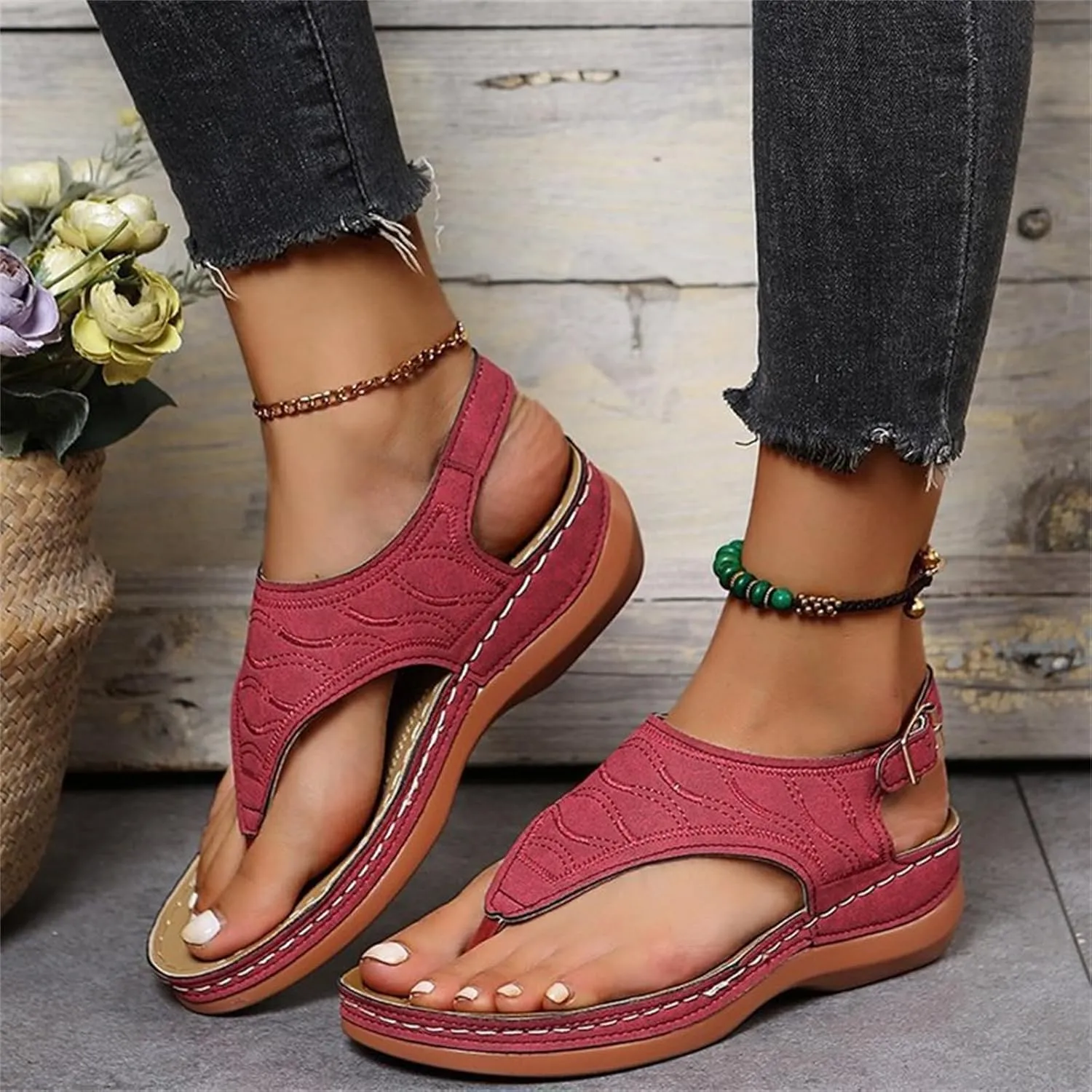 Ladmiple Women's Sandals Comfortable With Arch Support Comfortable Orthotic Thong Flip Flops Dressy Summer Orthopedic Slides