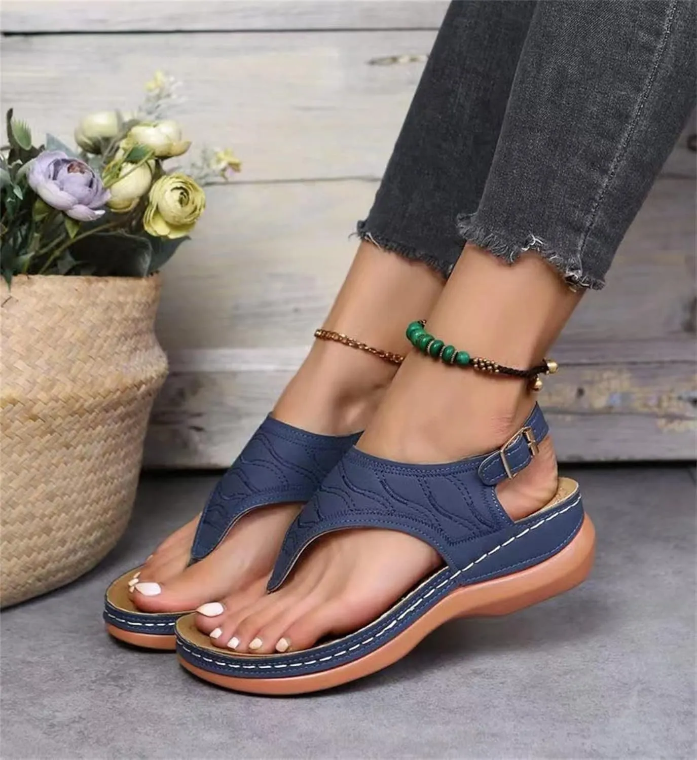 Ladmiple Women's Sandals Comfortable With Arch Support Comfortable Orthotic Thong Flip Flops Dressy Summer Orthopedic Slides