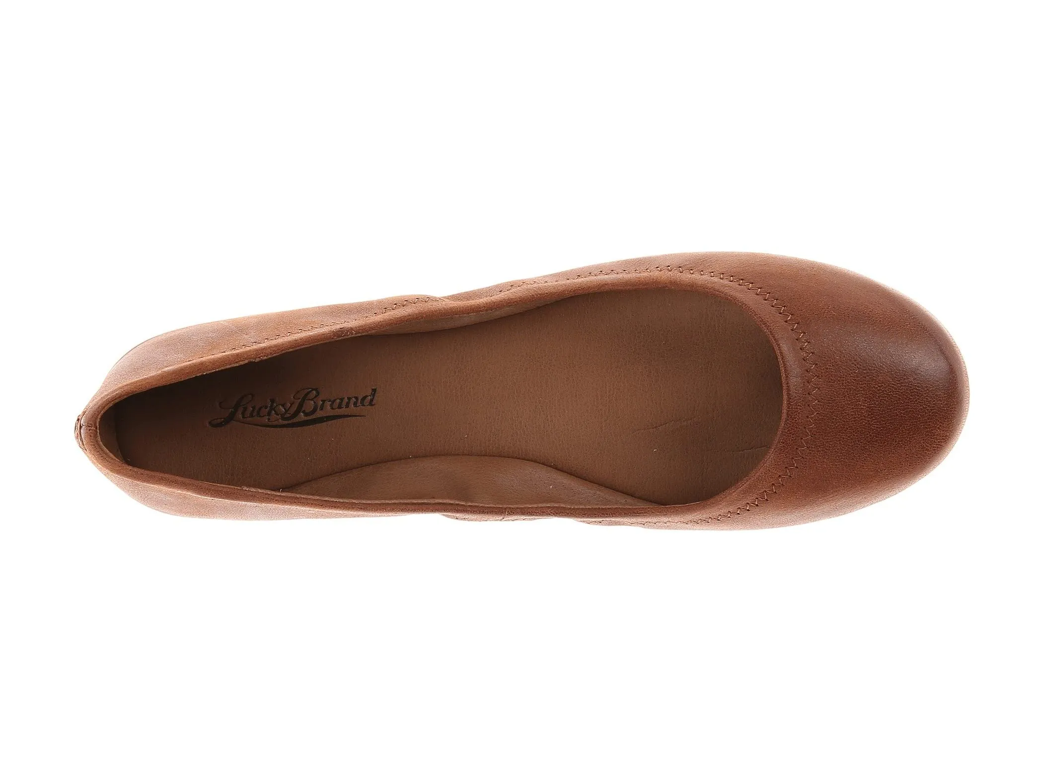 Lucky Brand Emmie Leather Ballet Flats Shoes BOURBON (5, BOURBON, Flats)