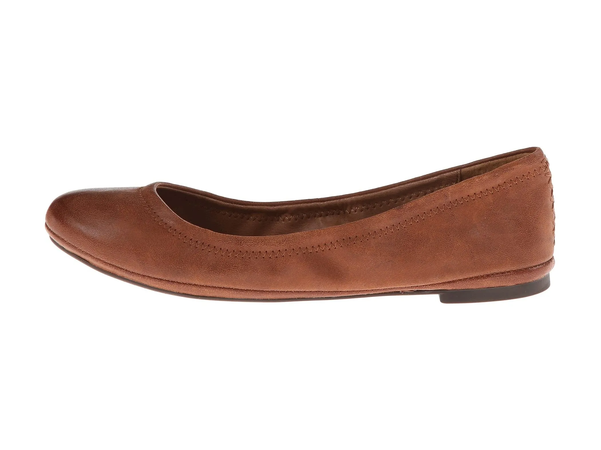 Lucky Brand Emmie Leather Ballet Flats Shoes BOURBON (5, BOURBON, Flats)