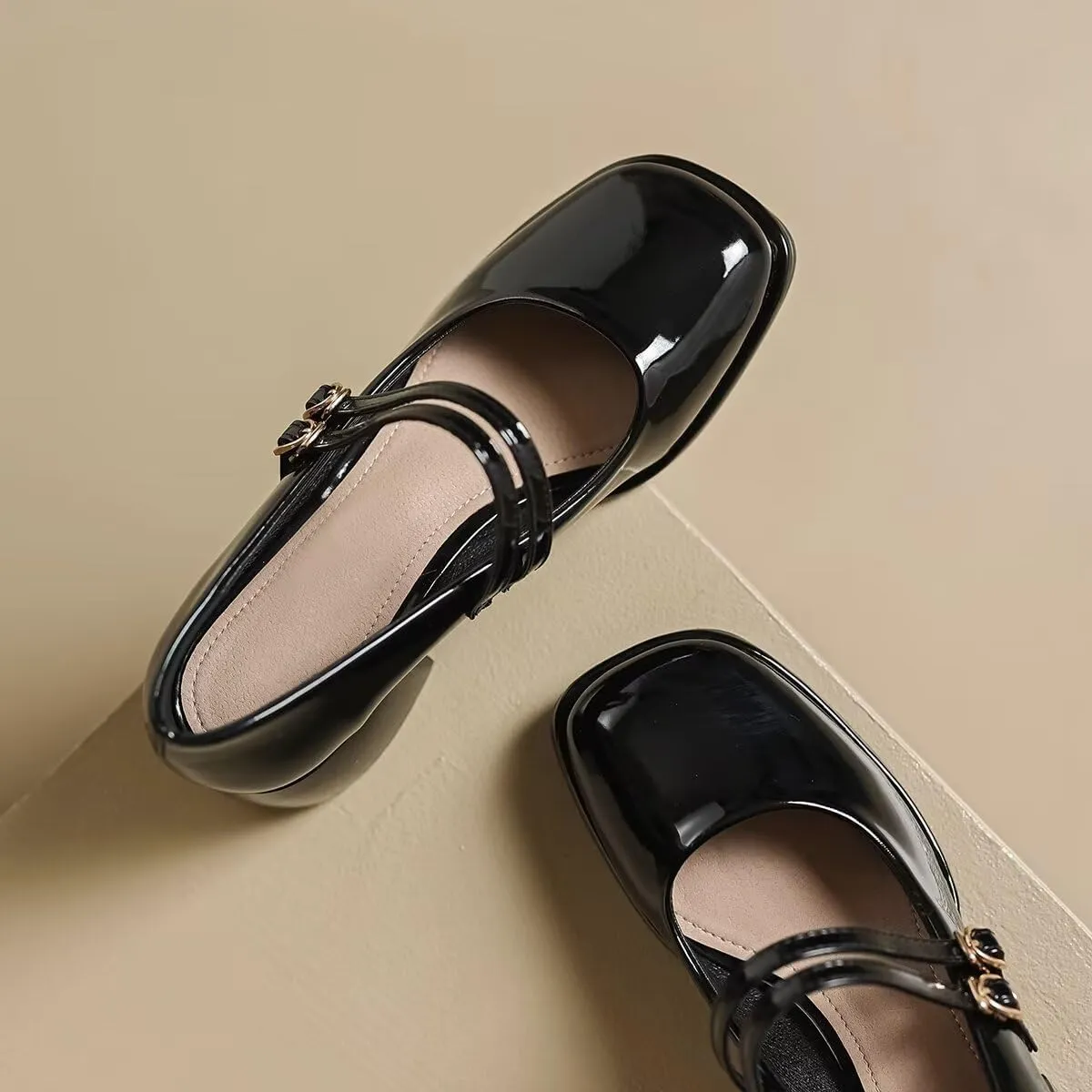 LUXINYU Women Square Toe Heels Pearl Elegant Ladies Pumps Heeled Dress Shoes Comfort Work Shoes