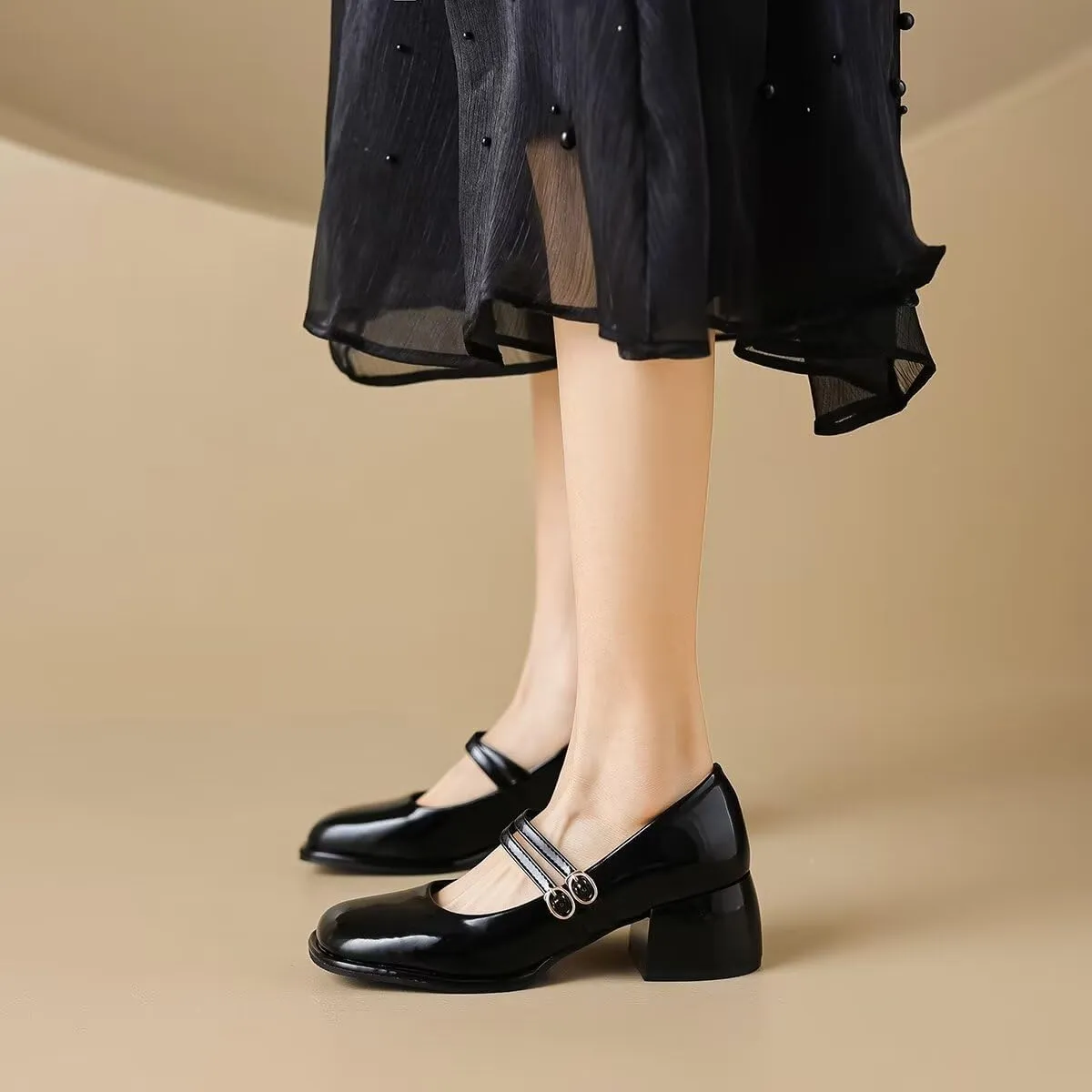 LUXINYU Women Square Toe Heels Pearl Elegant Ladies Pumps Heeled Dress Shoes Comfort Work Shoes