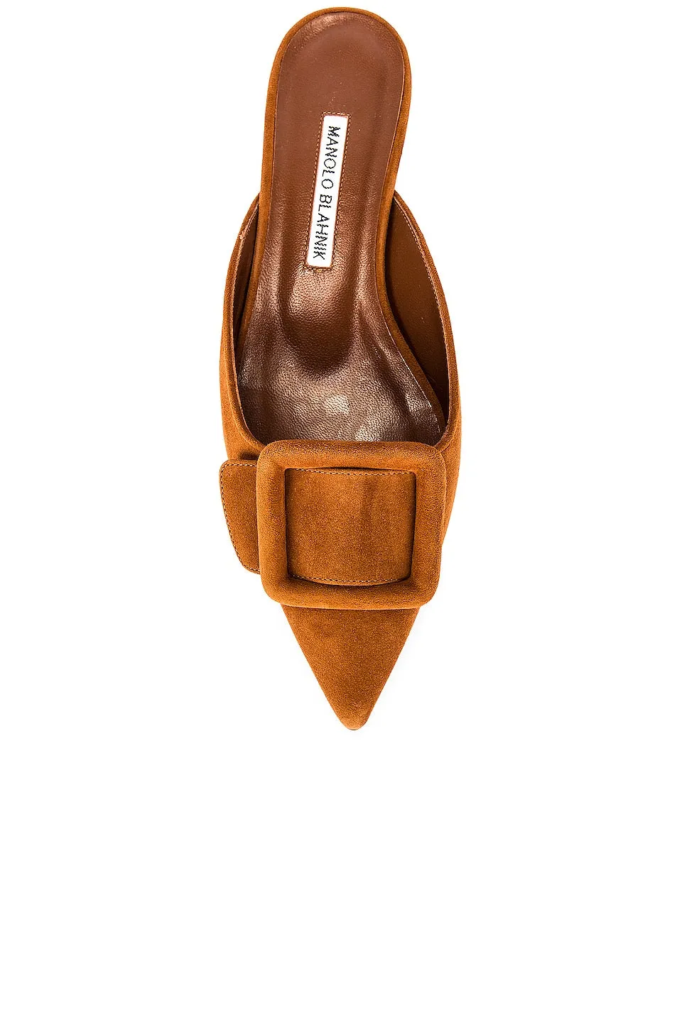Manolo Blahnik Maysale 10 Suede Mules, Medium Brown