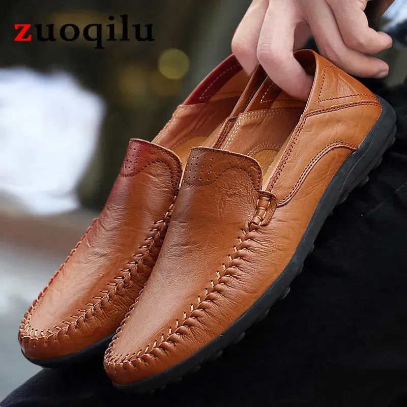 Men Leather Casual Soft Walking Comfortable Loafers