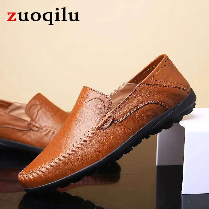 Men Leather Casual Soft Walking Comfortable Loafers