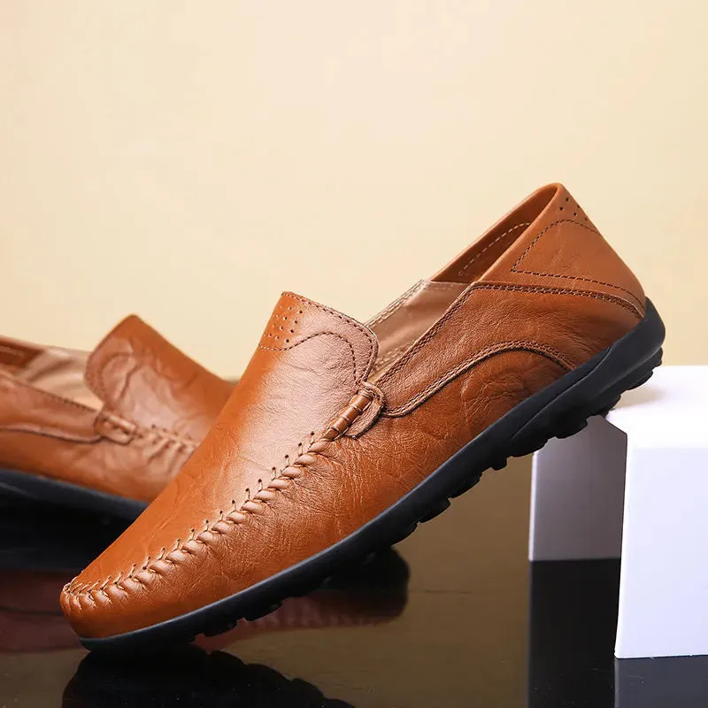 Men Leather Casual Soft Walking Comfortable Loafers