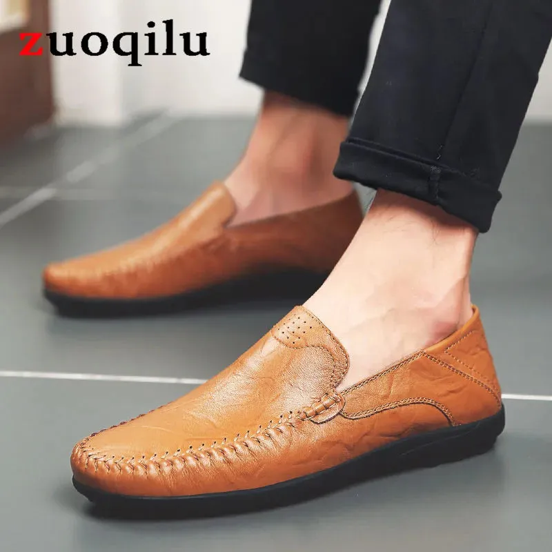 Men Leather Casual Soft Walking Comfortable Loafers