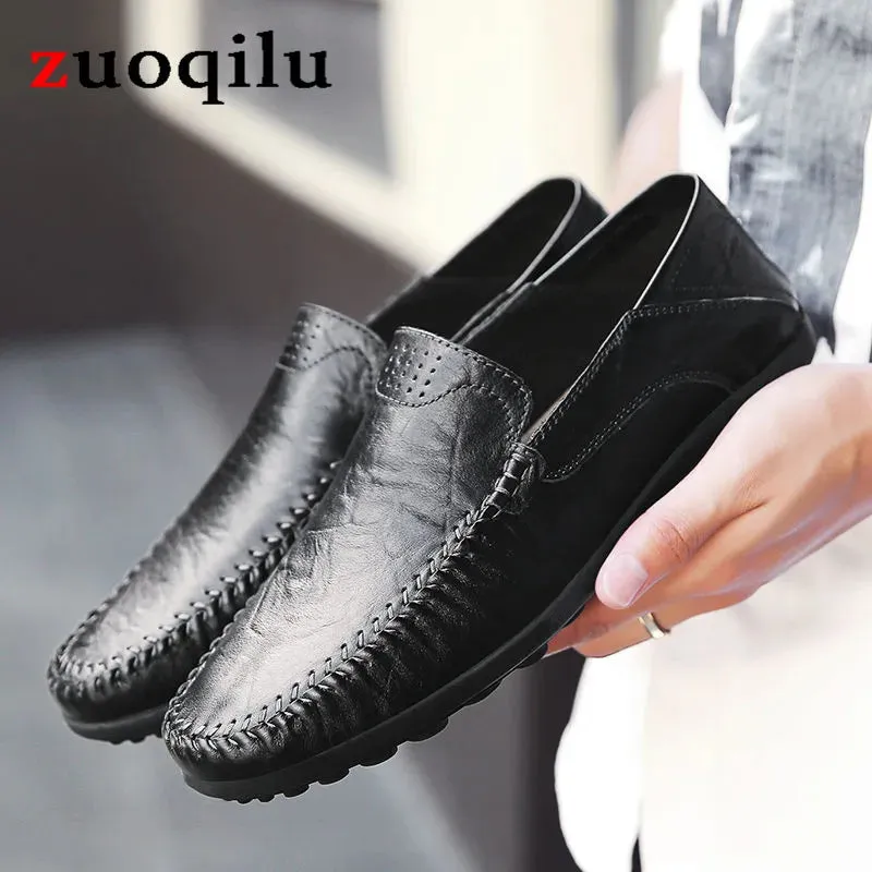 Men Leather Casual Soft Walking Comfortable Loafers